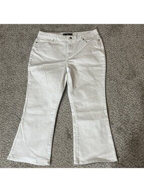 Member's Mark Jeans Women's Size 10 White Crop Flare High Rise Stretch Denim